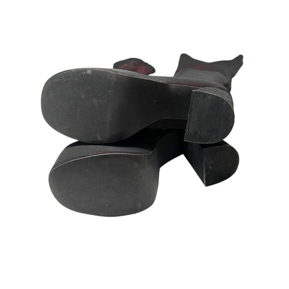 Red Satin Thigh-High Platform Boots By Current Mood Womens Size 9M Side Zipper - Picture 13 of 16